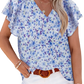 Floral Flutter Sleeve v Neck Summer Blouse