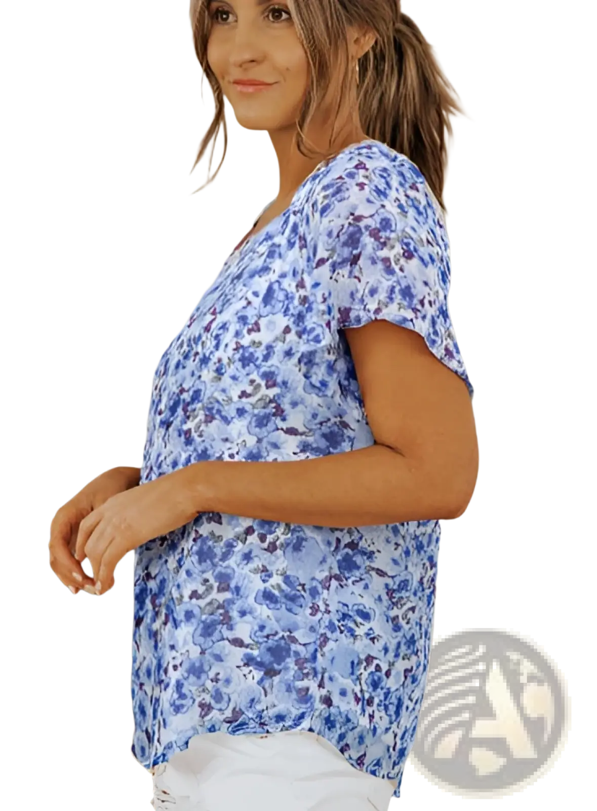 Floral Flutter Sleeve v Neck Summer Blouse