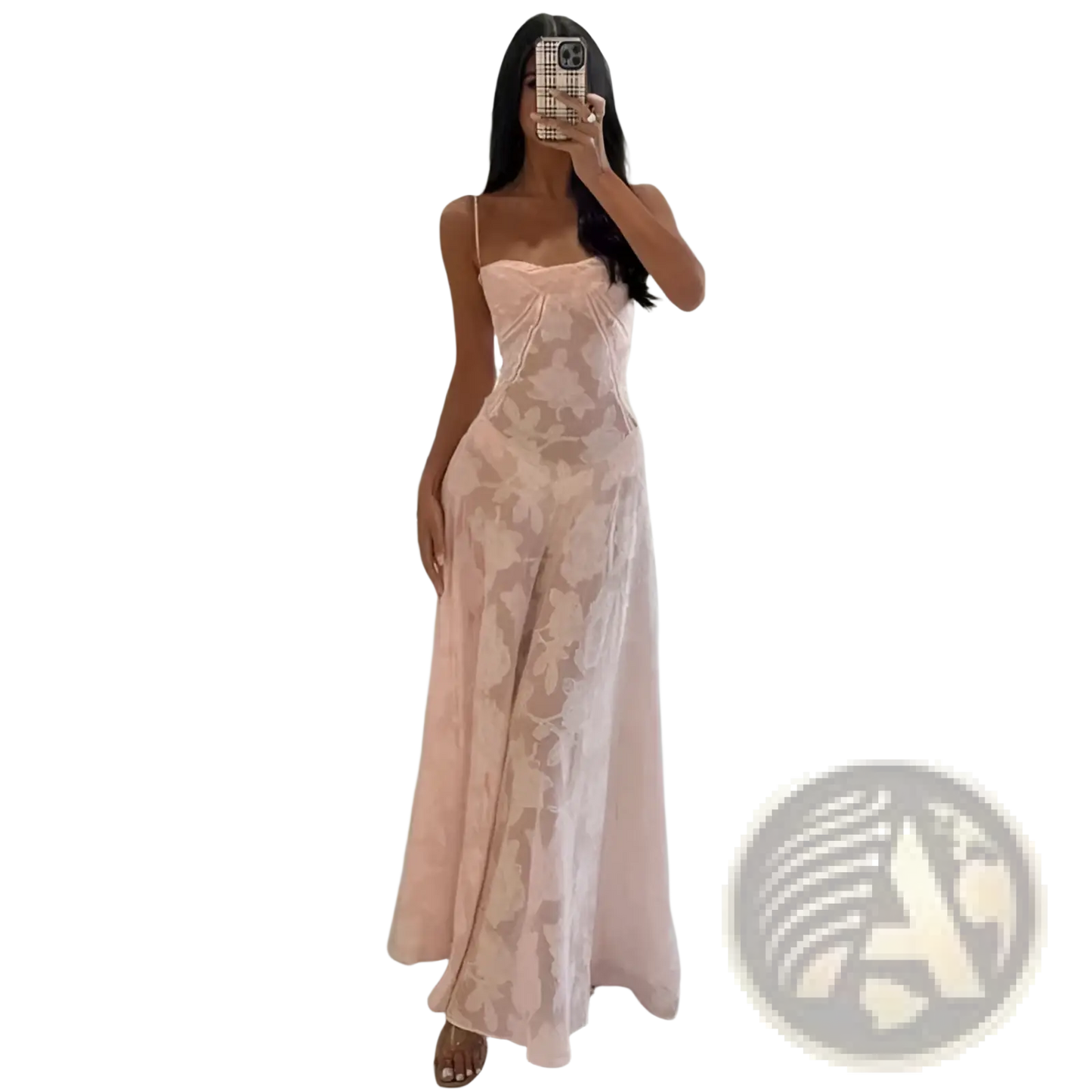 Floral Lace Backless Maxi Party Dress