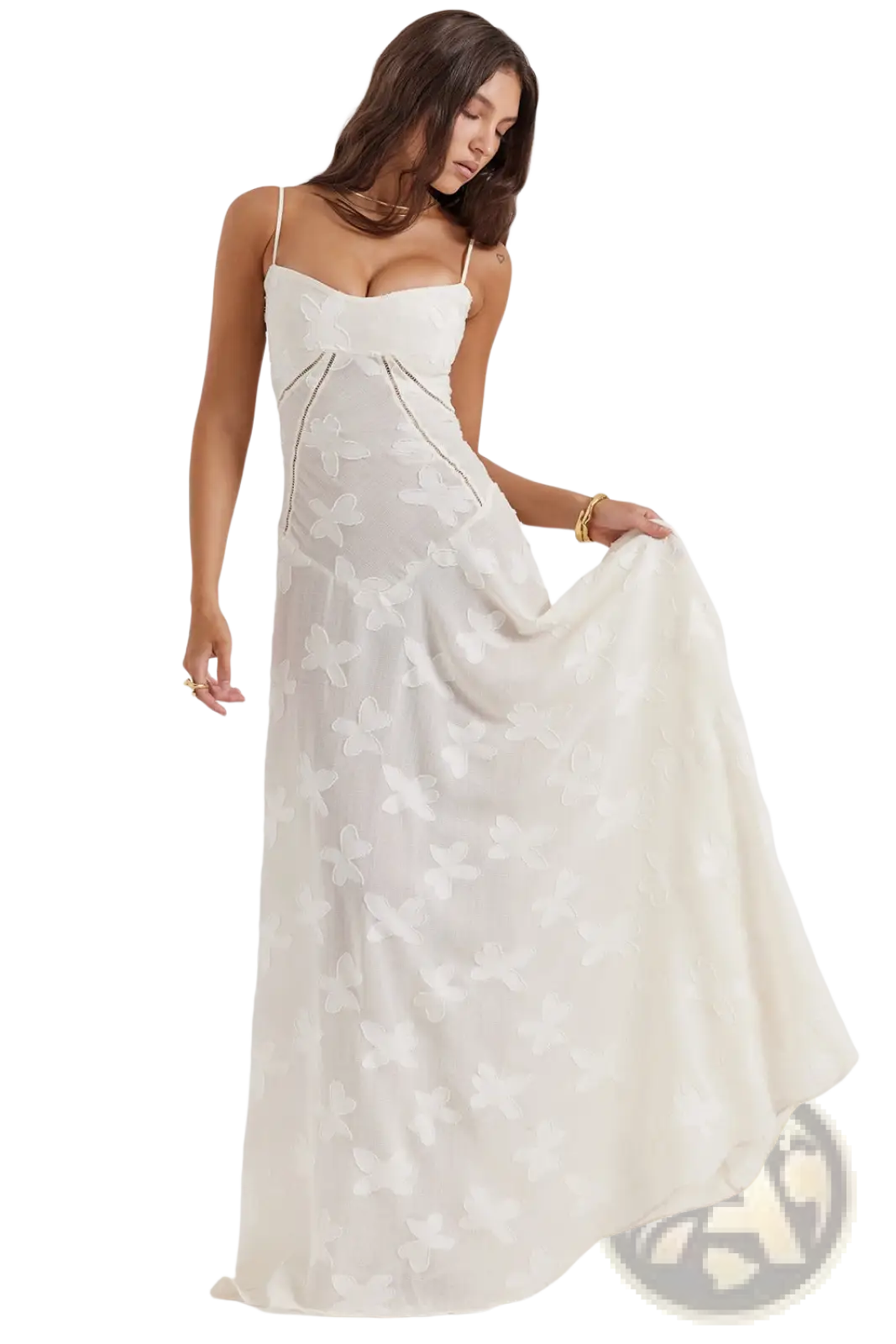 Floral Lace Backless Maxi Party Dress