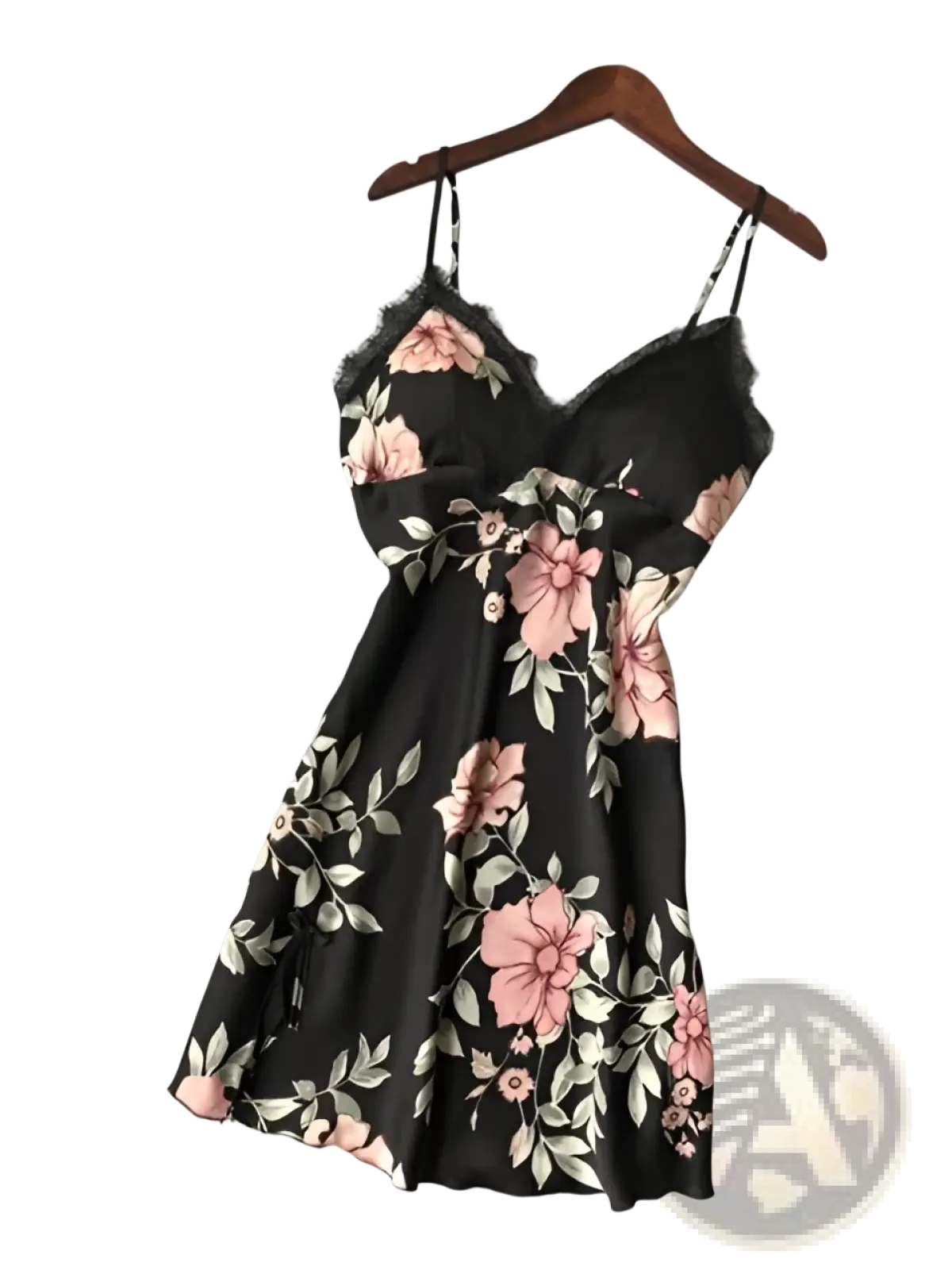 Floral Lace Satin Nightgown Silk Sleepwear Slip Dress