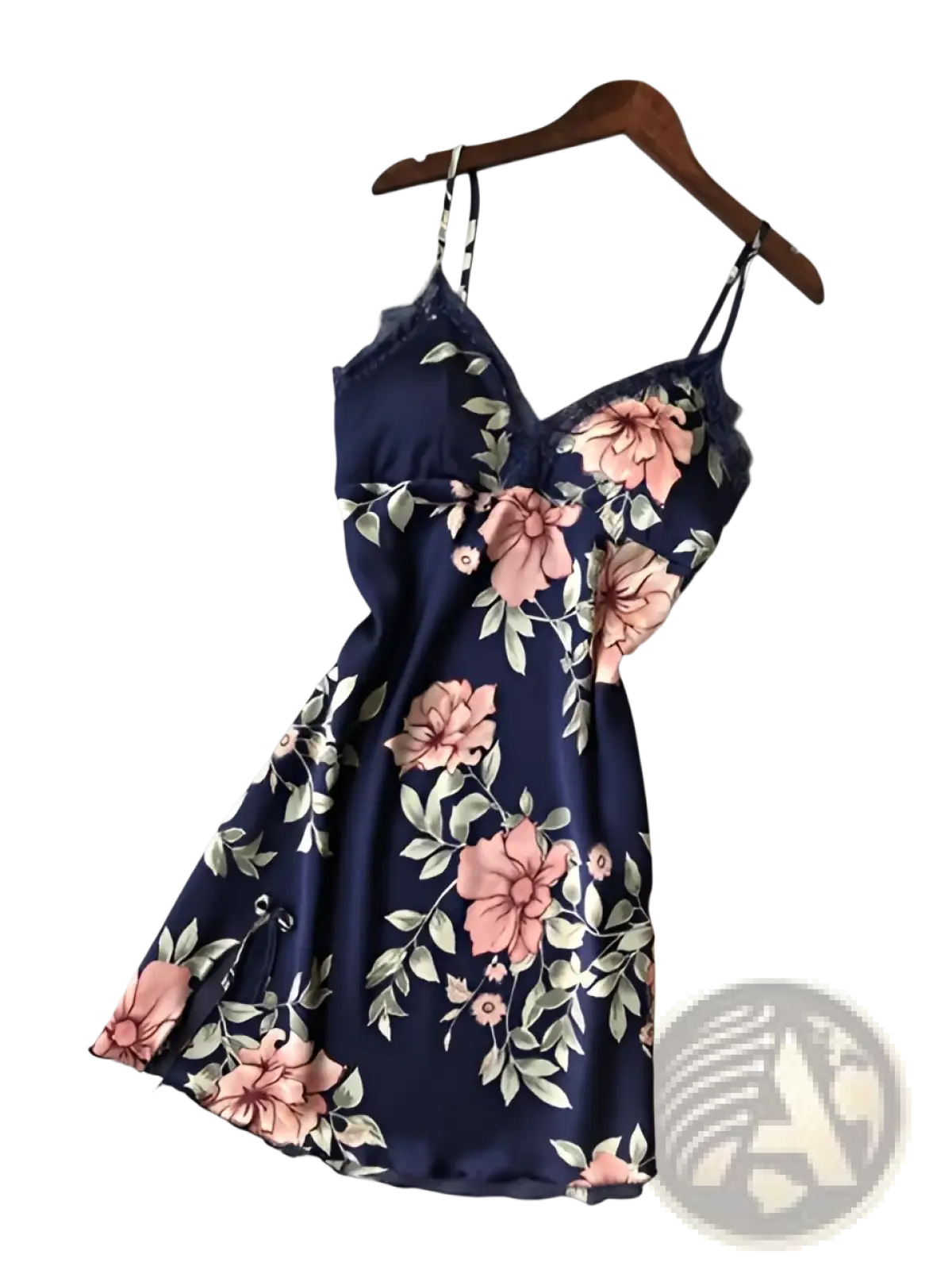 Floral Lace Satin Nightgown Silk Sleepwear Slip Dress