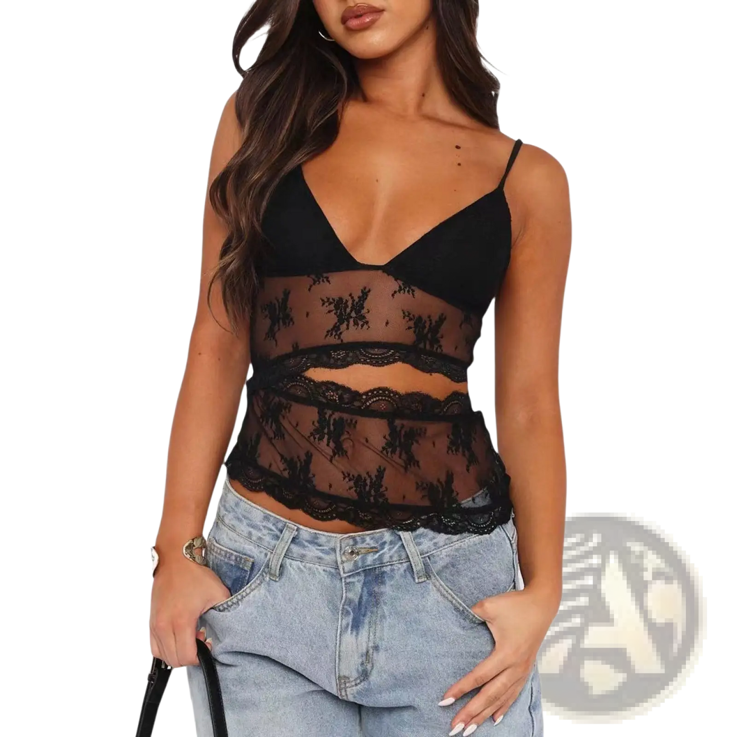 Floral Lace v Neck Backless Bralette Tank Top