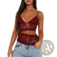 Floral Lace v Neck Backless Bralette Tank Top