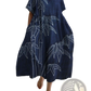 Floral Print A-line Plus Size Linen Maxi Dress