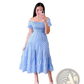 Floral Print Smocked Tiered Midi Dress with Square Neckline