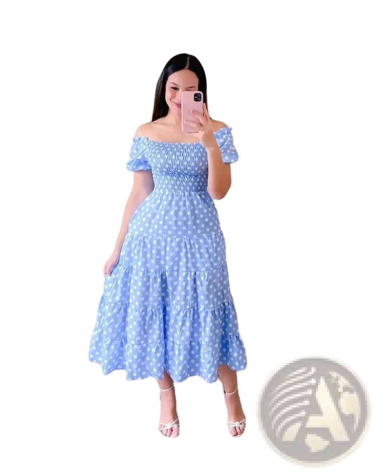 Floral Print Smocked Tiered Midi Dress with Square Neckline