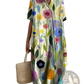Floral Print v Neck Loose Maxi Dress