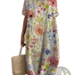 Floral Print v Neck Loose Maxi Dress
