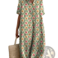 Floral Print v Neck Loose Maxi Dress