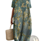 Floral Print v Neck Loose Maxi Dress