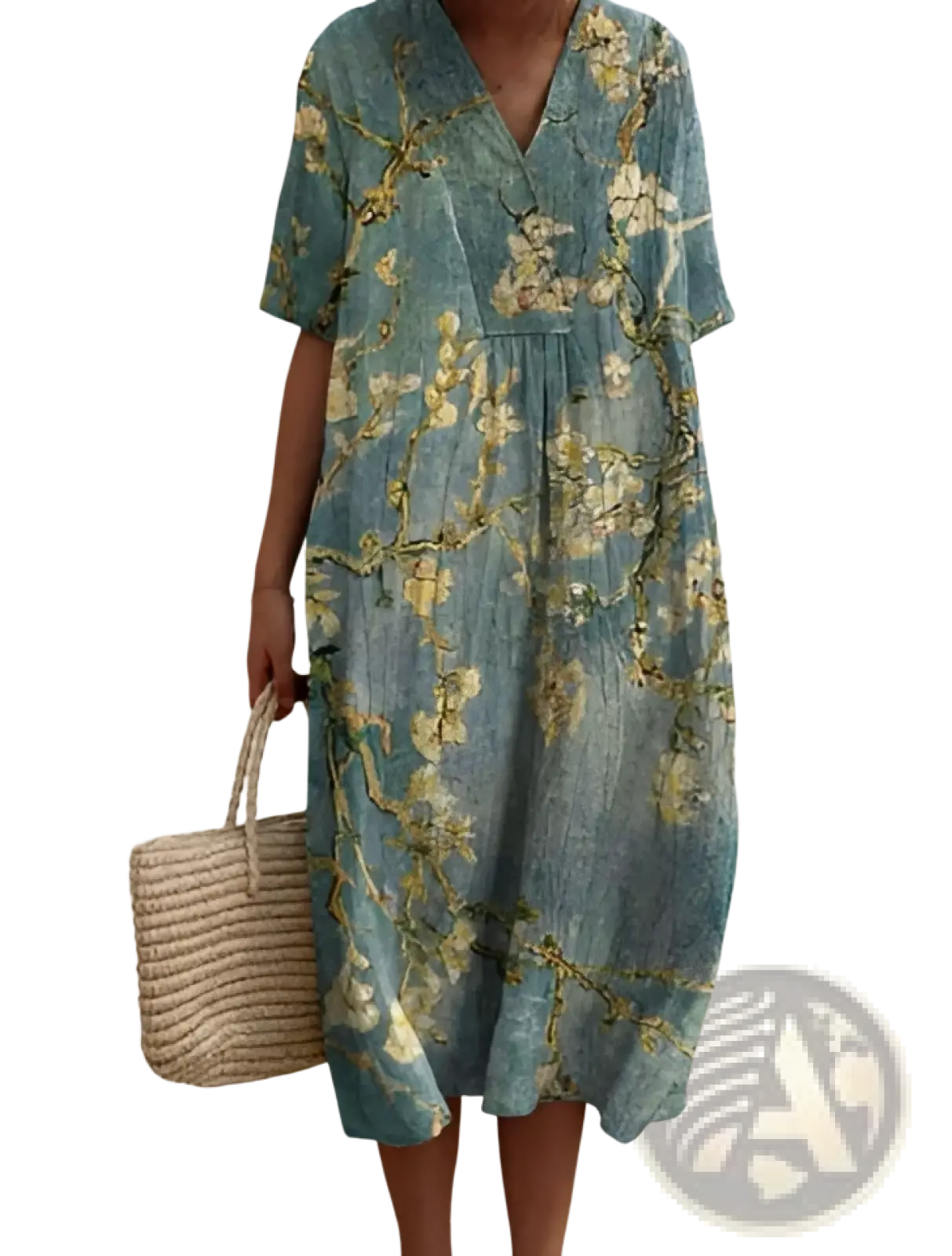 Floral Print v Neck Loose Maxi Dress
