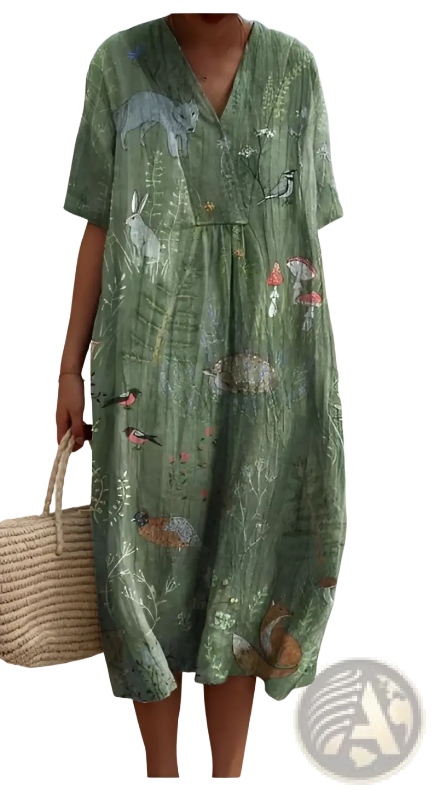 Floral Print v Neck Loose Maxi Dress