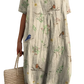 Floral Print v Neck Loose Maxi Dress