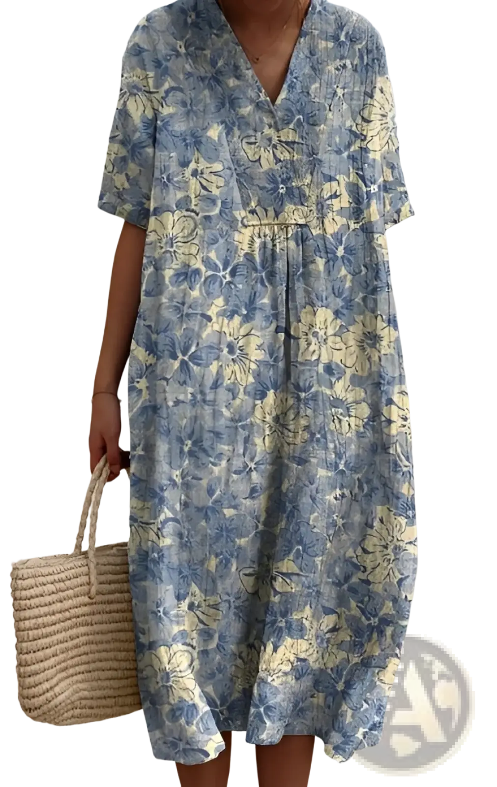 Floral Print v Neck Loose Maxi Dress