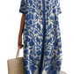 Floral Print v Neck Loose Maxi Dress