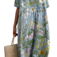 Floral Print v Neck Loose Maxi Dress