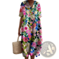Floral Print v Neck Loose Maxi Dress