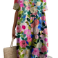 Floral Print v Neck Loose Maxi Dress