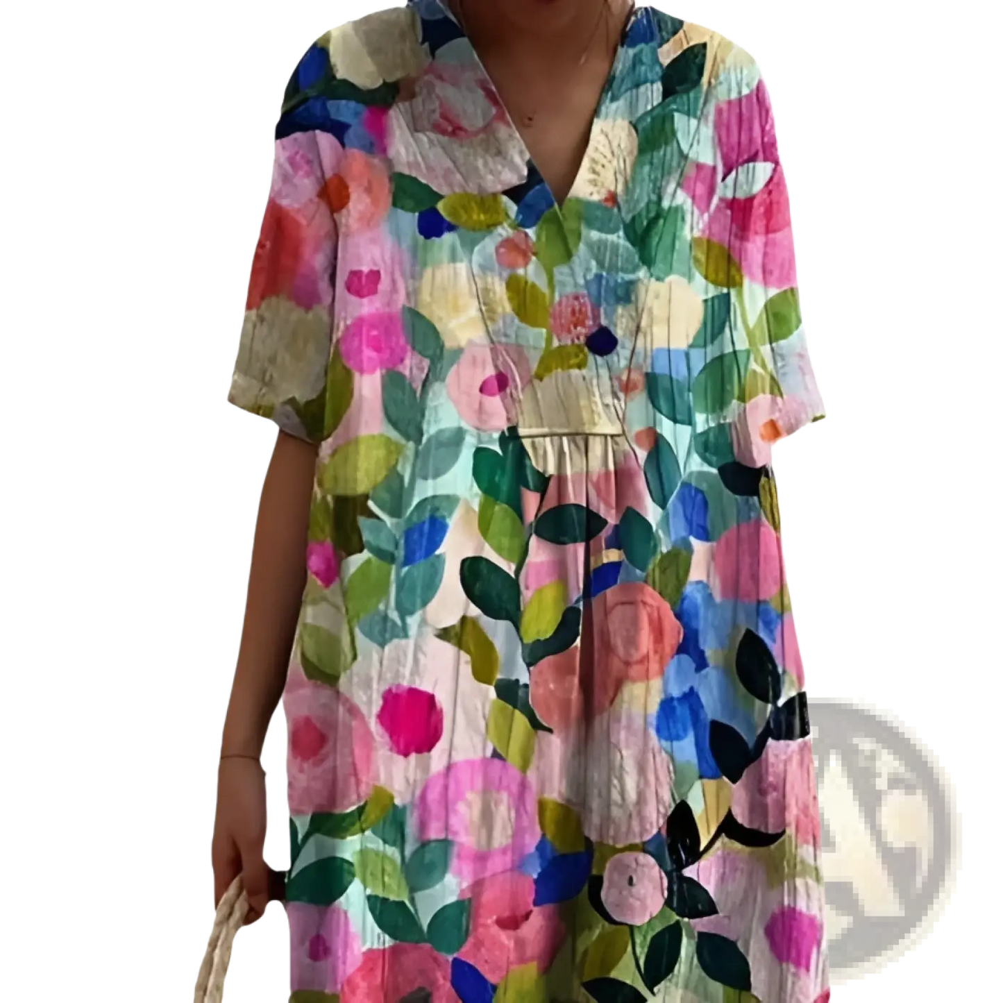 Floral Print v Neck Loose Maxi Dress