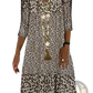 Floral Print v Neck Three Quarter Sleeve Midi Dress