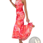 Floral one Shoulder Ruched Asymmetrical Maxi Dress