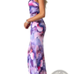 Floral one Shoulder Ruched Asymmetrical Maxi Dress
