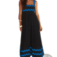 Floral Wavy Trim A-line Beach Maxi Dress