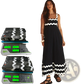 Floral Wavy Trim A-line Beach Maxi Dress