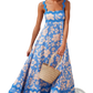 Floral Wavy Trim A-line Beach Maxi Dress