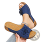 Flower Wedge Sandals Retro Hollow Leather Beach Shoes