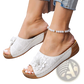 Flower Wedge Sandals Retro Hollow Leather Beach Shoes