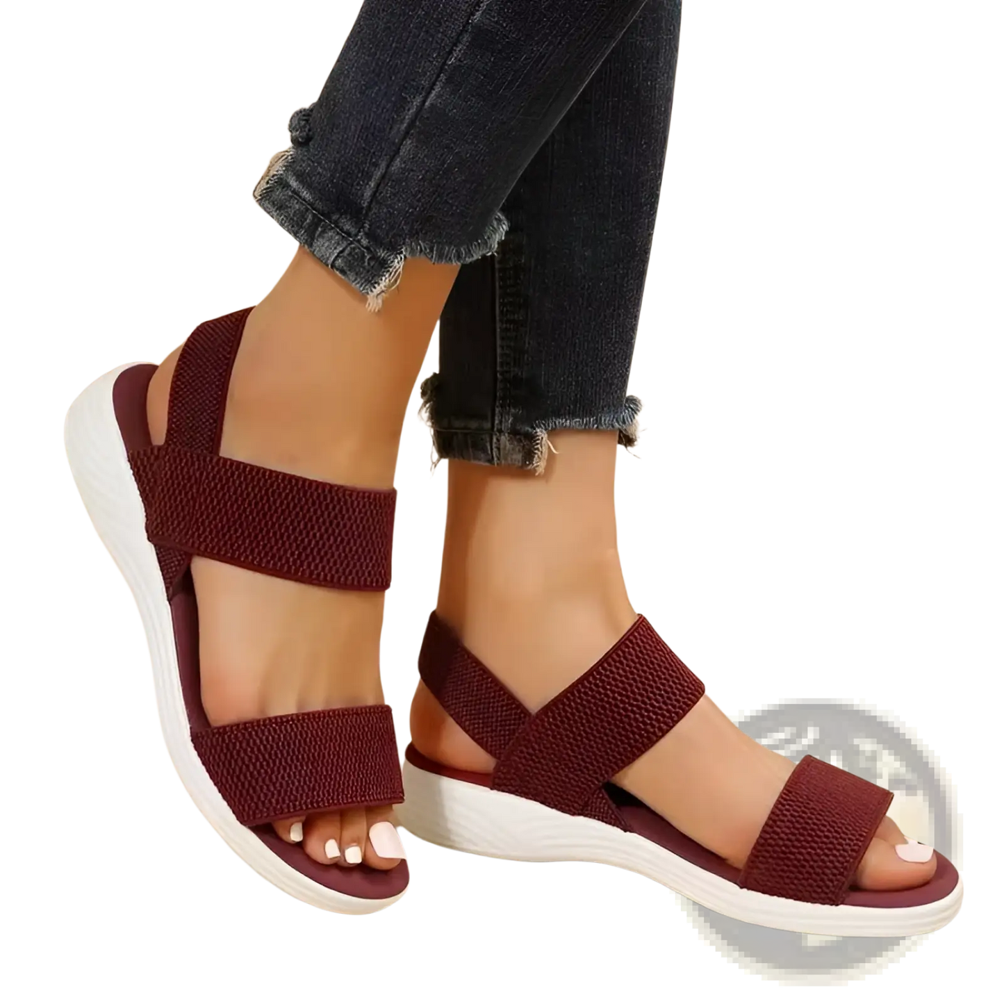 Flyknit Elastic Back Strap Flat Sandals for Women