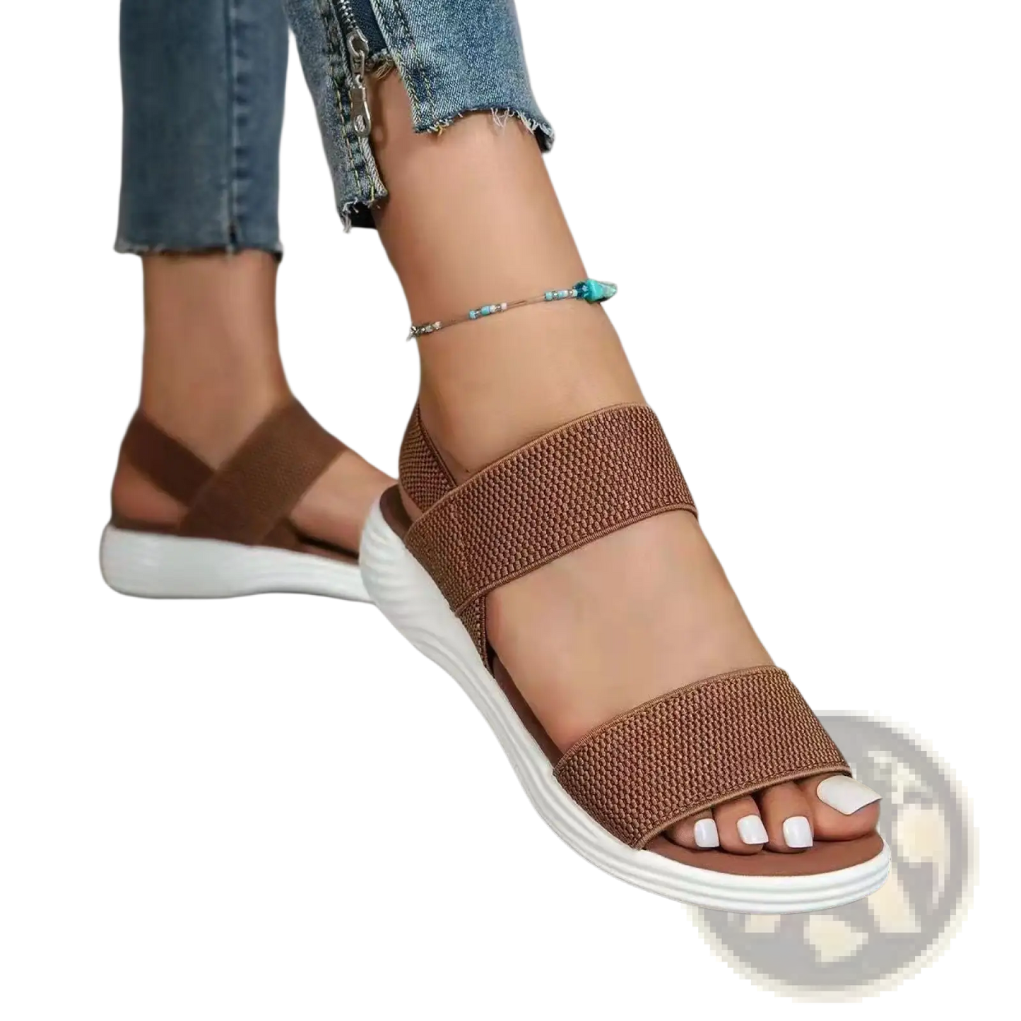 Flyknit Elastic Back Strap Flat Sandals for Women
