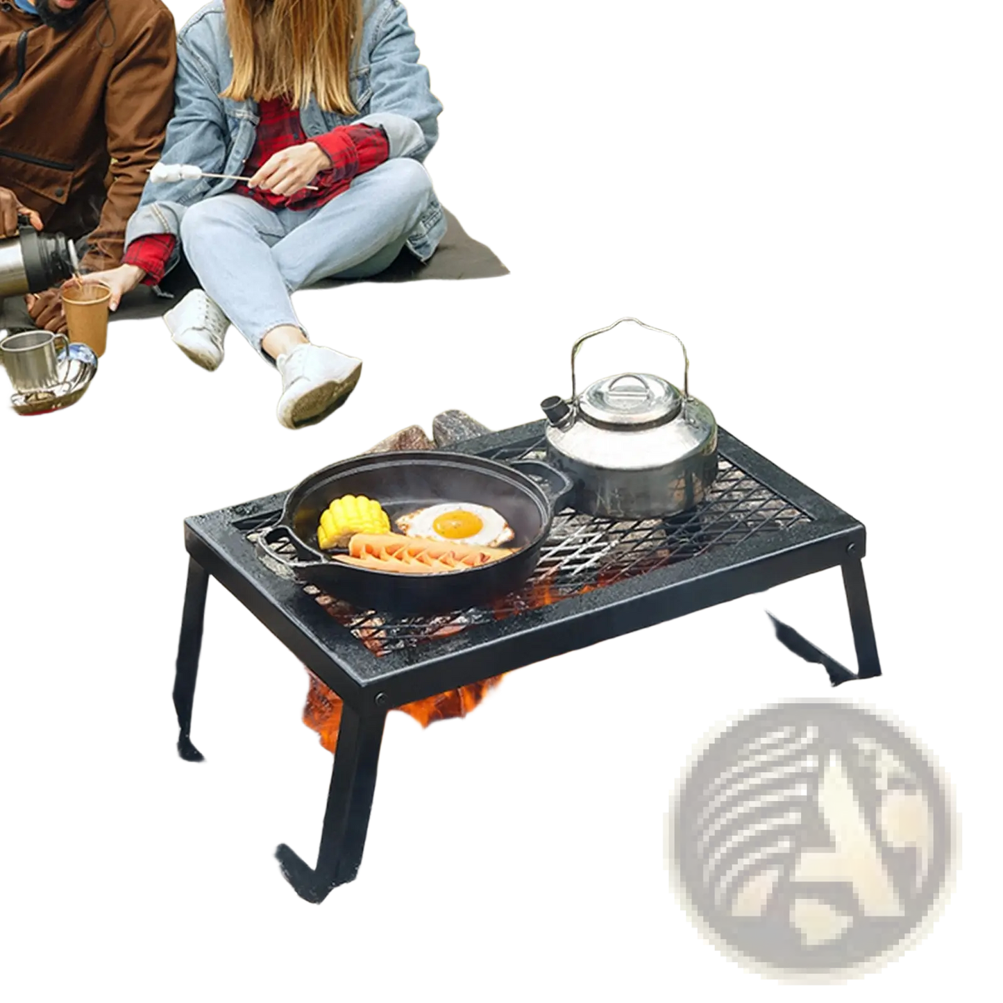 Folding Campfire Grill Heavy Duty Steel Mesh Grate 18in