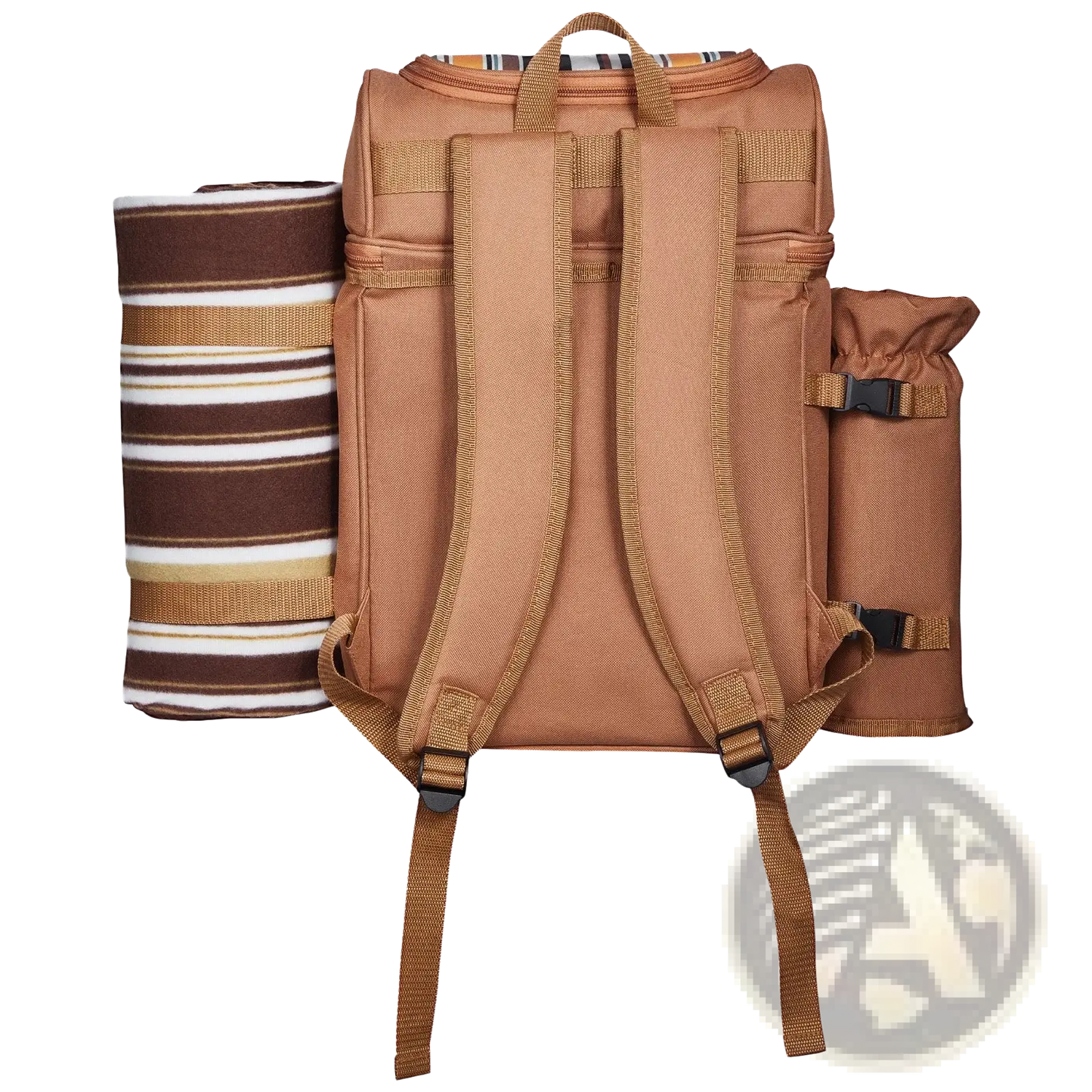 Four Person Insulated Canvas Picnic Backpack with Blanket