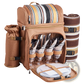 Four Person Insulated Canvas Picnic Backpack with Blanket