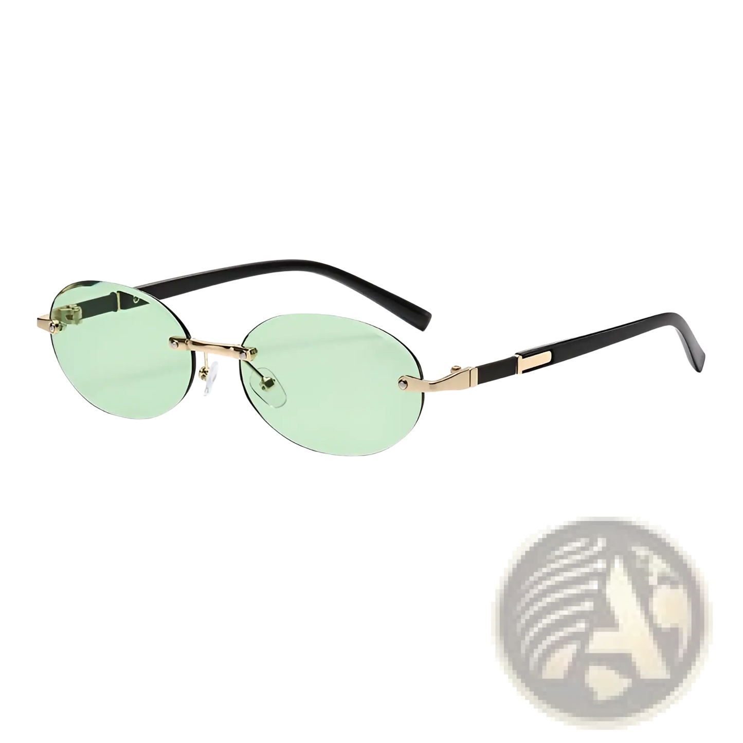 Frameless Oval Uv400 Fashion Sunglasses with Metal Accents