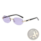 Frameless Oval Uv400 Fashion Sunglasses with Metal Accents