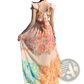 French Floral v Neck Ruffle Maxi Dress