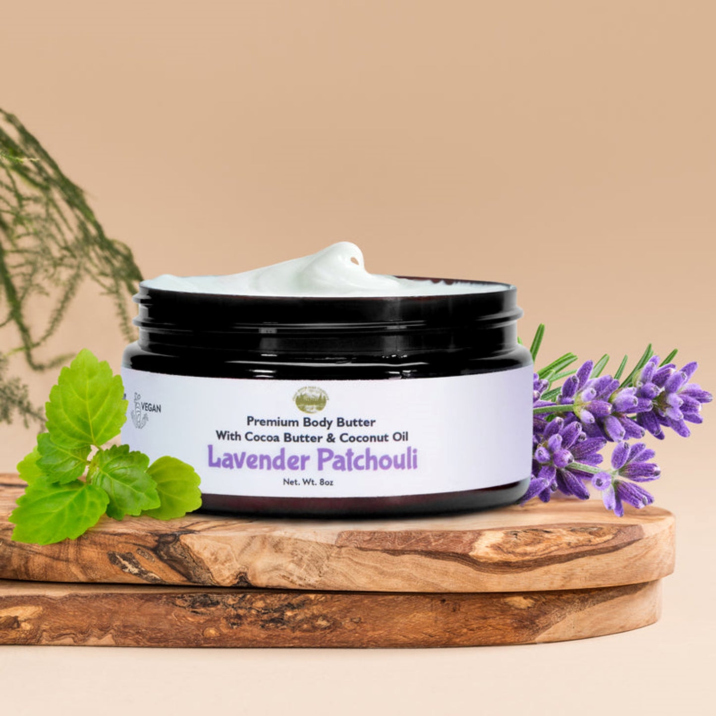 Falls River Soap Premium Body Butter with Cocoa Butter and Coconut Oil, Vegan and Cruelty Free - Lavender Patchouli, 8 Oz