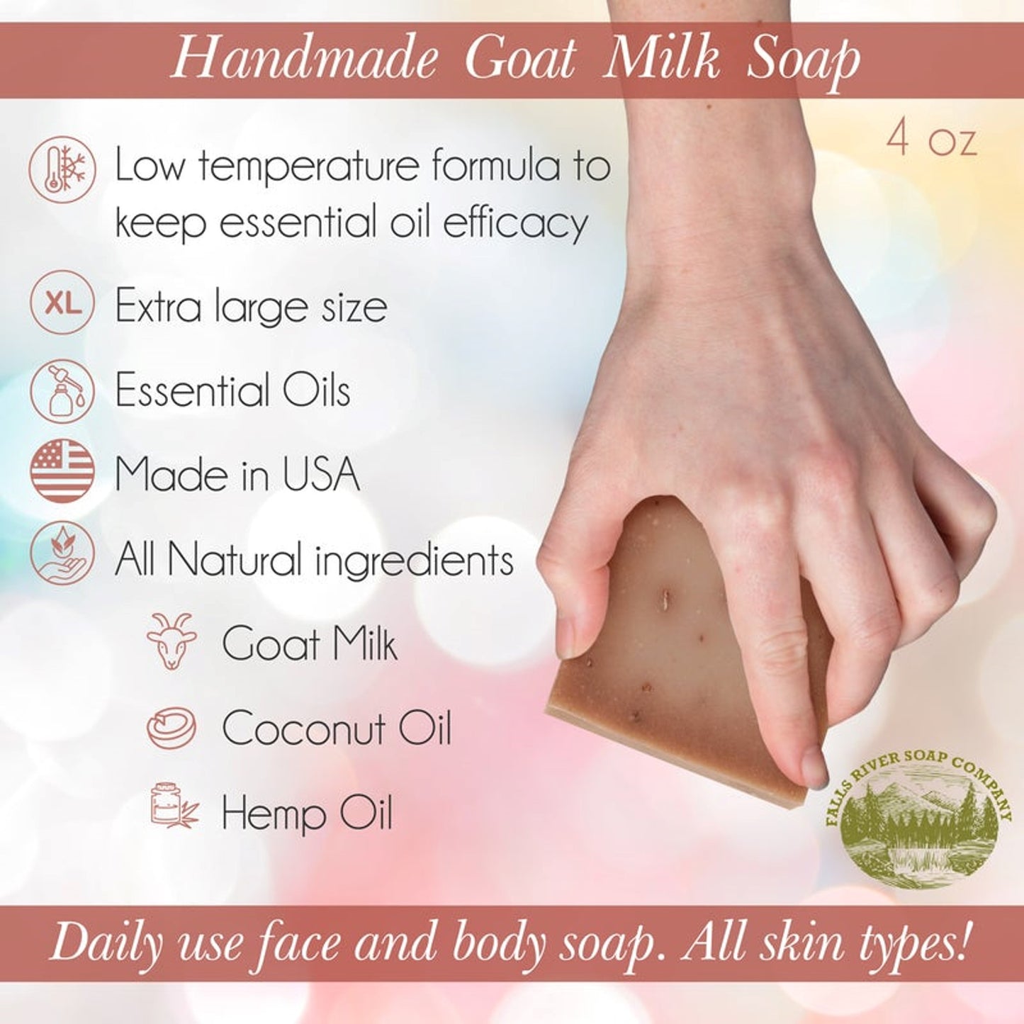 Falls River Soap Goat Milk Soap Bar, Luxury and Handmade, Gluten and Cruelty Free - Moroccan Vanilla, 5 Oz