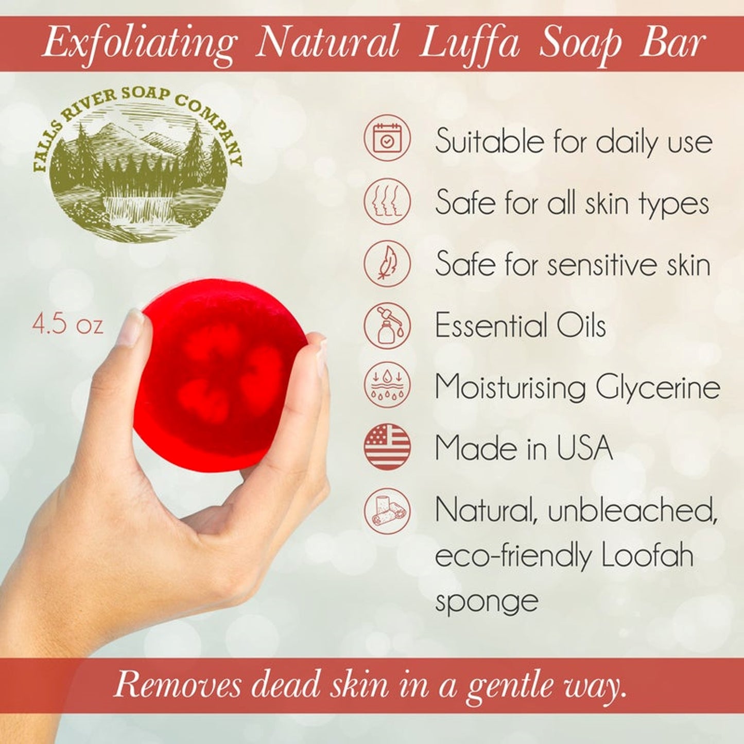 Falls River Soap Loofah Soap Bar, Luxury and Handmade, Vegan, Gluten and Cruelty Free - Warm Vanilla Sugar, 5 Oz