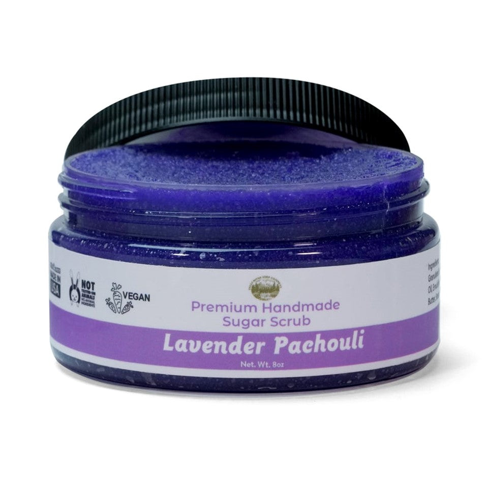 Falls River Soap Sugar Scrub, Premium Handmade, Vegan and Cruelty Free - Lavender Patchouli, 8 Oz