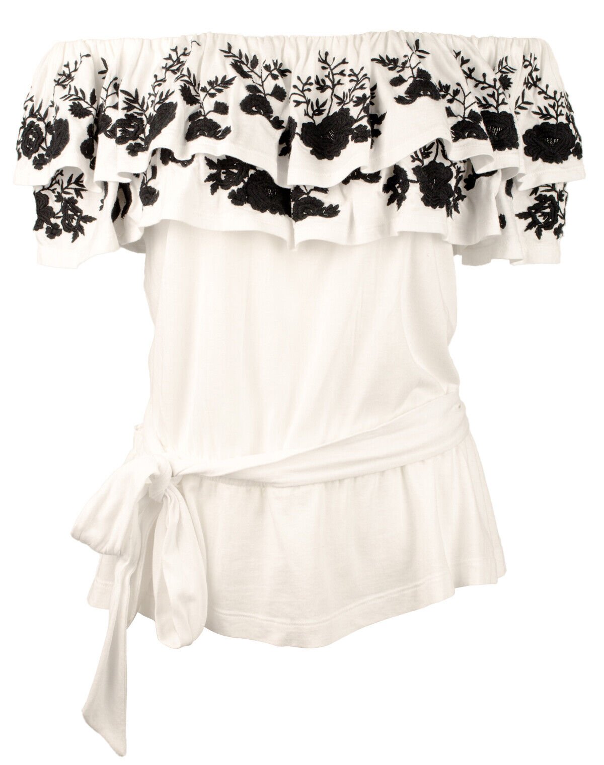 Lauren Ralph Lauren Women's Embroidered Jersey Off The Shoulder Blouse Top