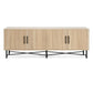 Slat Door 4 Door Tv Cabinet with Adjustable Shelves