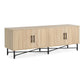 Slat Door 4 Door Tv Cabinet with Adjustable Shelves