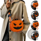 Funny Pumpkin and Bat Crossbody Bag with Detachable Charm