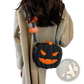 Funny Pumpkin and Bat Crossbody Bag with Detachable Charm
