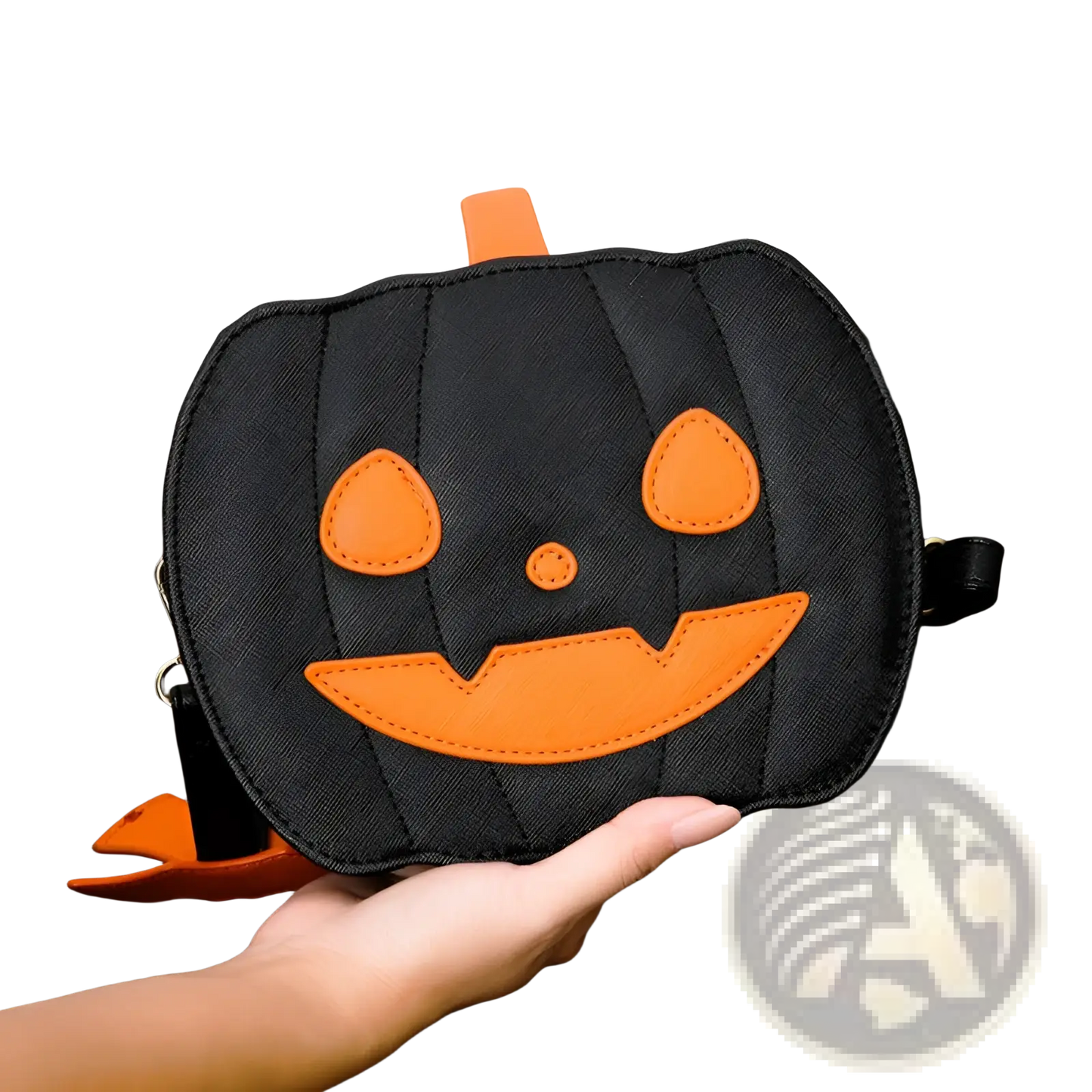 Funny Pumpkin and Bat Crossbody Bag with Detachable Charm